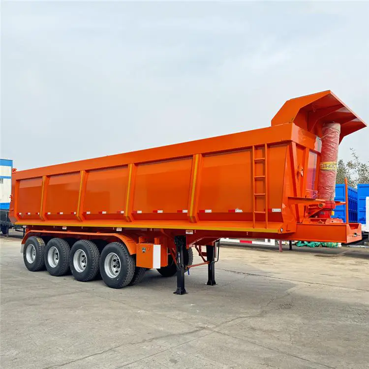 China Heavy Machine Transport Rear Dump Semi Trailer Supplier, Factory