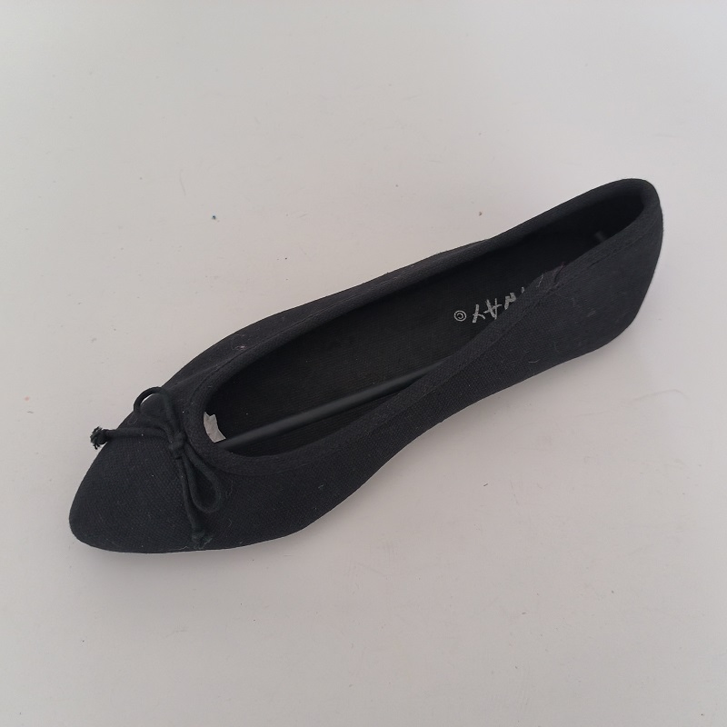 Women's Black Knit Bow Pointed-Toe Ballet Flats, Casual Slip-on Comfortable Office Flats
