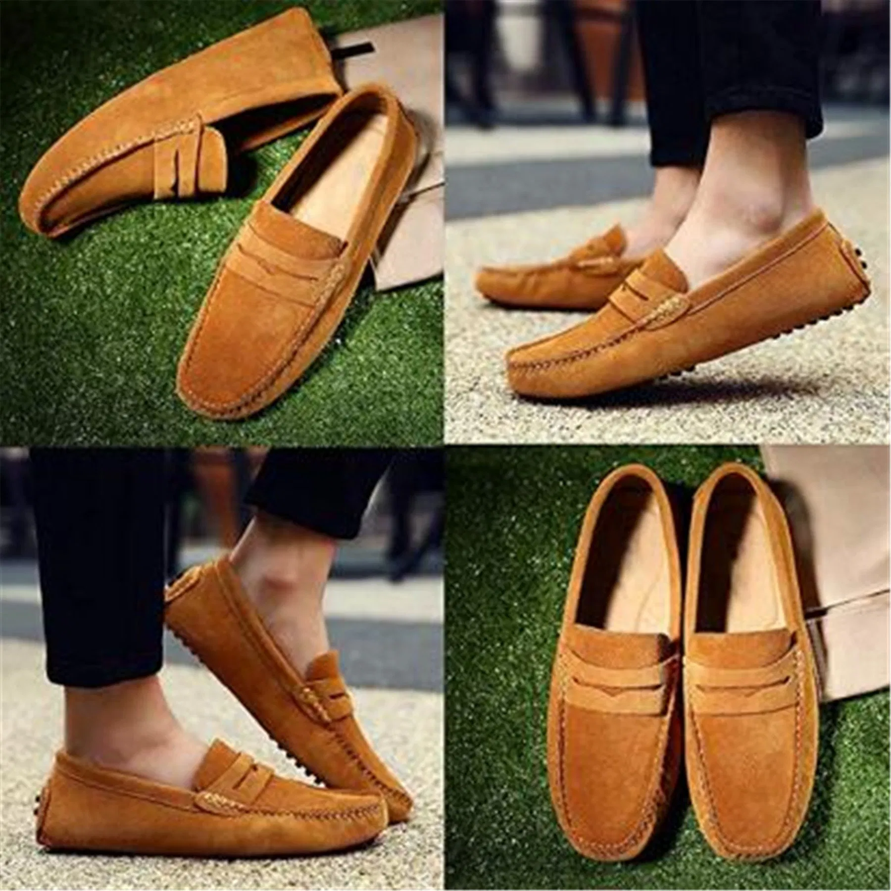 Wholesale Soft Sole Loafer Men Moccasins Casual Cow Suede Penny Loafer Shoes