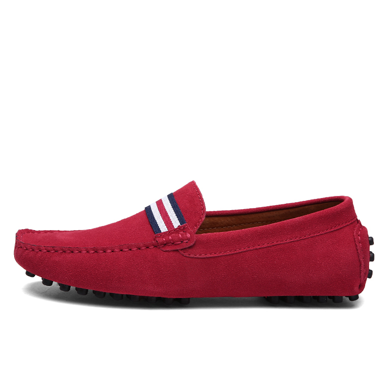 Men's Classic Striped Suede Loafers Lightweight Non-Slip Driving Moccasins