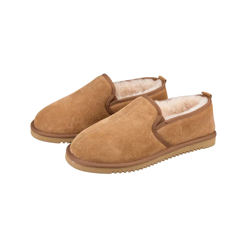 Handmade Cow Suede Men Sheepskin Moccasin Shoes