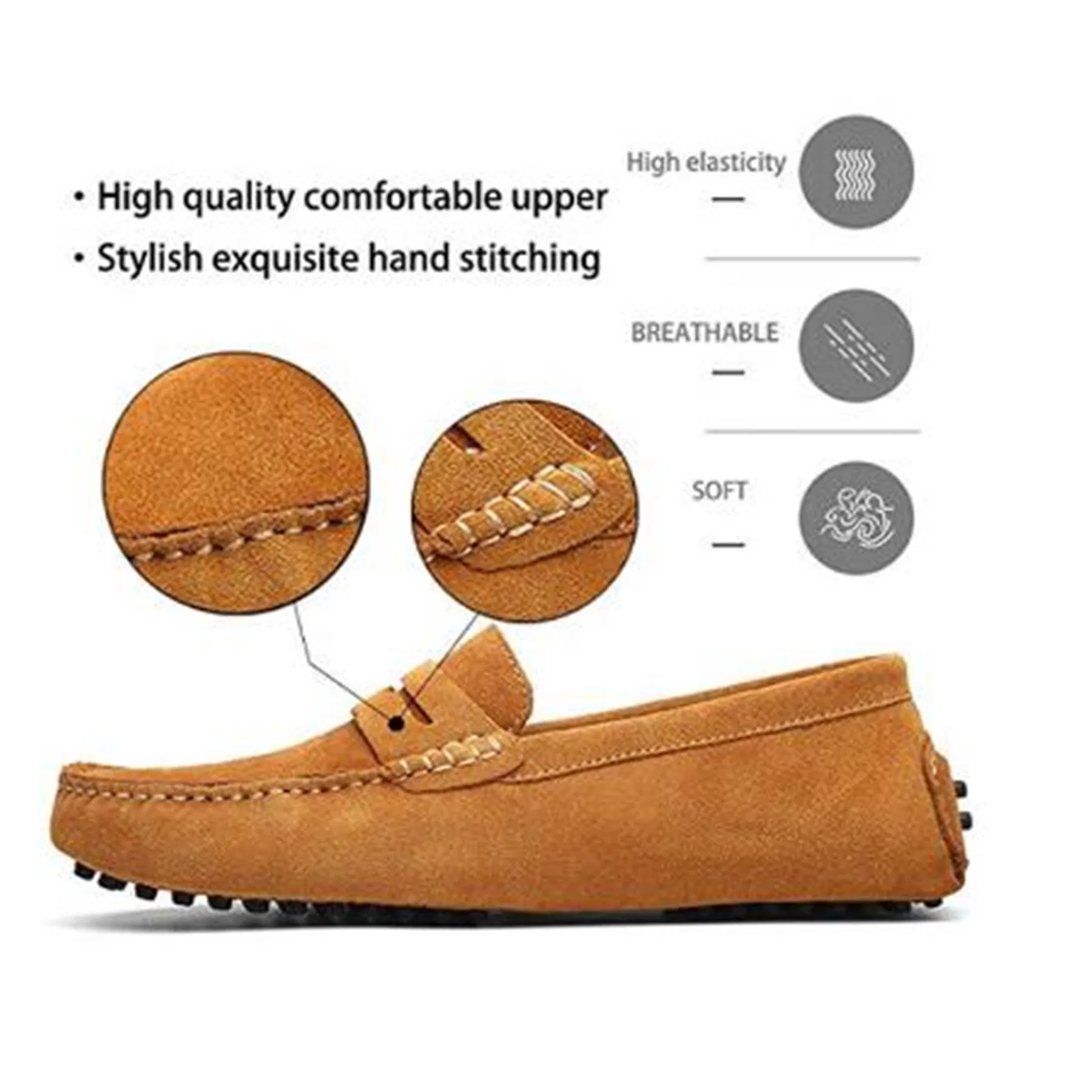 Wholesale Soft Sole Loafer Men Moccasins Casual Cow Suede Penny Loafer Shoes