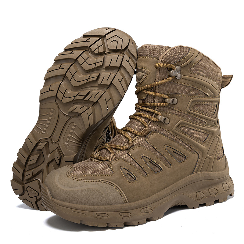 Winter Autumn Men Blank Leather Outdoor Field Training Mountaineering Boots Size Us 13 EU 47 High Top Ankle Hiking Shoes for Man