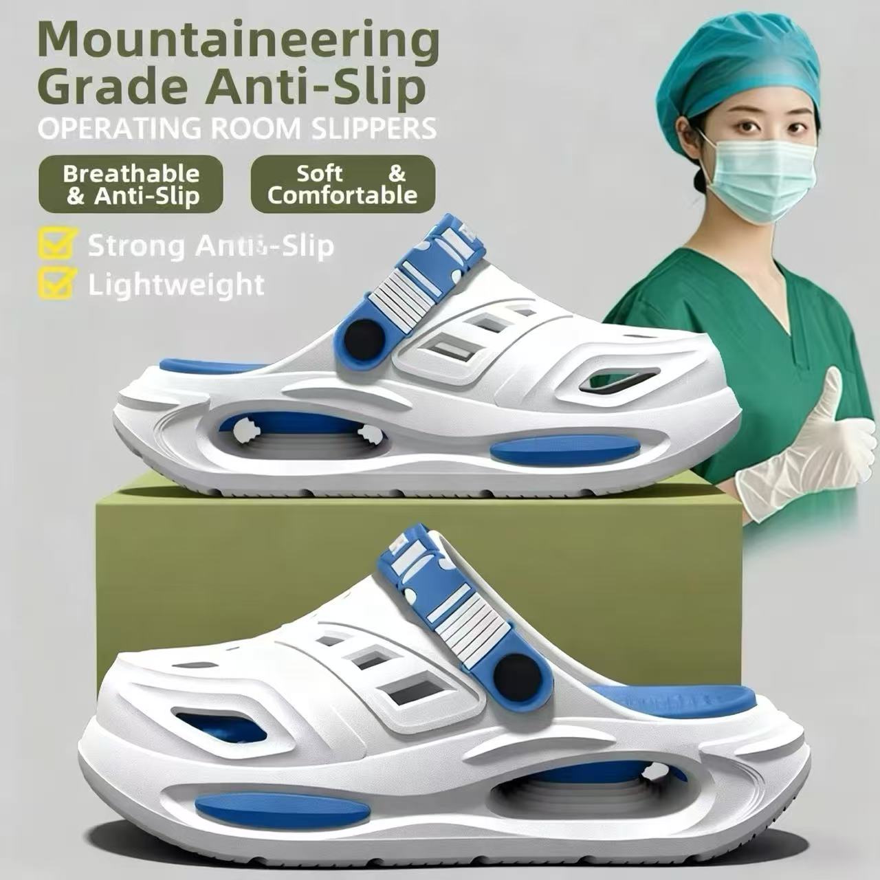 XiJie XJ-59-1 German Medical EVA Platform Toe Printed Operating Room Slippers Men's 2025 New Summer Breathable Outer Clog Shoes