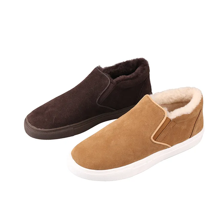 Handmade Cow Suede Men Sheepskin Moccasin Shoes