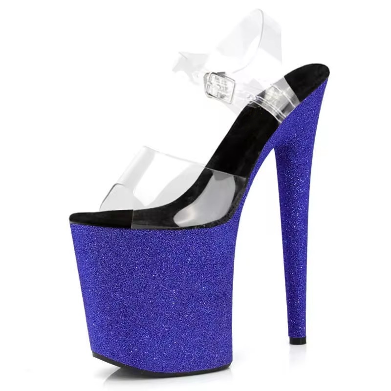 8inch-20cm Exotic Flash Powder Elegant Peep Toe Bride Party Platform Sandals Sexy Fetish Model Nightclub Pole Dance Shoes Queen