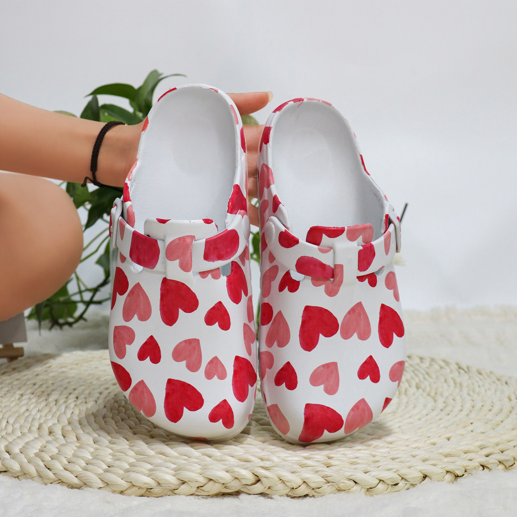 Women's Stylish Print EVA Clogs Light Weight Platform Buckle Soft Sole Beach Garden Clogs Closed Toe Summer/Spring Work Footwear