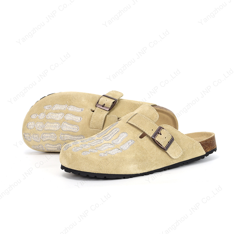 Custom Platform Clog Sandals Women Genuine Leather Embroidery Unisex Outdoor Cork Birken Slippers Anti-Slip Breathable Summer