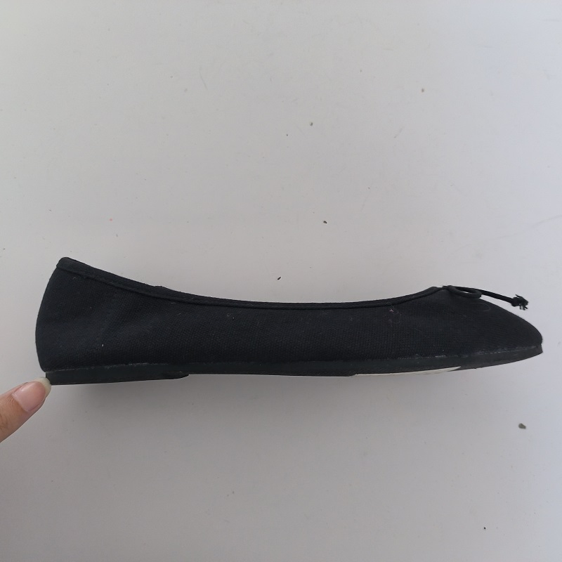 Women's Black Knit Bow Pointed-Toe Ballet Flats, Casual Slip-on Comfortable Office Flats