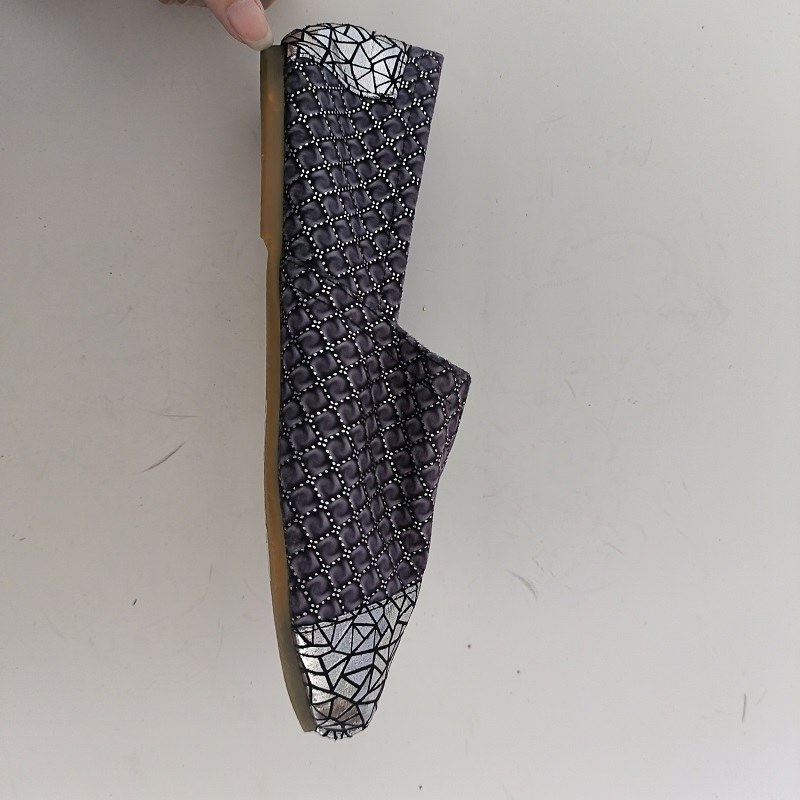 Purple &amp; Silver Geometric Pattern Slip-on Flats
