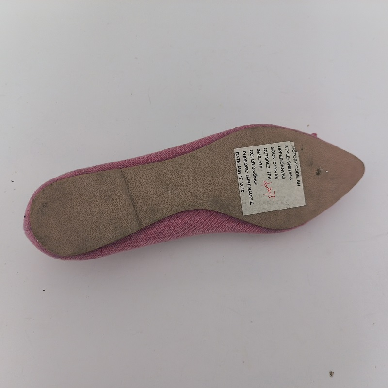 Women's Pink Linen Bow Pointed-Toe Ballet Flats, Casual Slip-on Comfortable Flats