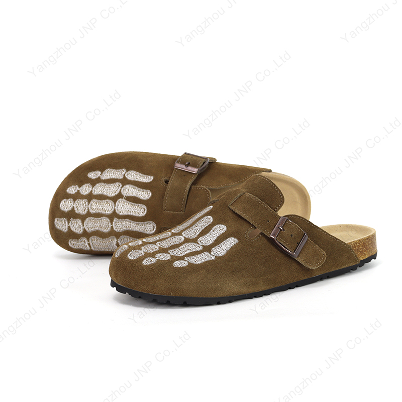 Custom Platform Clog Sandals Women Genuine Leather Embroidery Unisex Outdoor Cork Birken Slippers Anti-Slip Breathable Summer