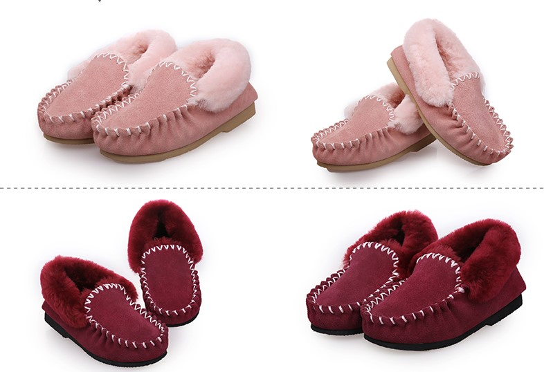 Classic Genuine Real Sheepskin Moccasins Slippers for Women in Mixed Color