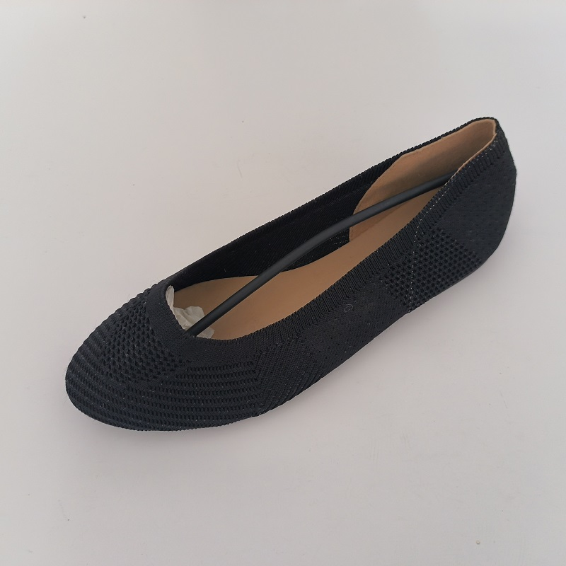 Black Knit Pointed-Toe Flats