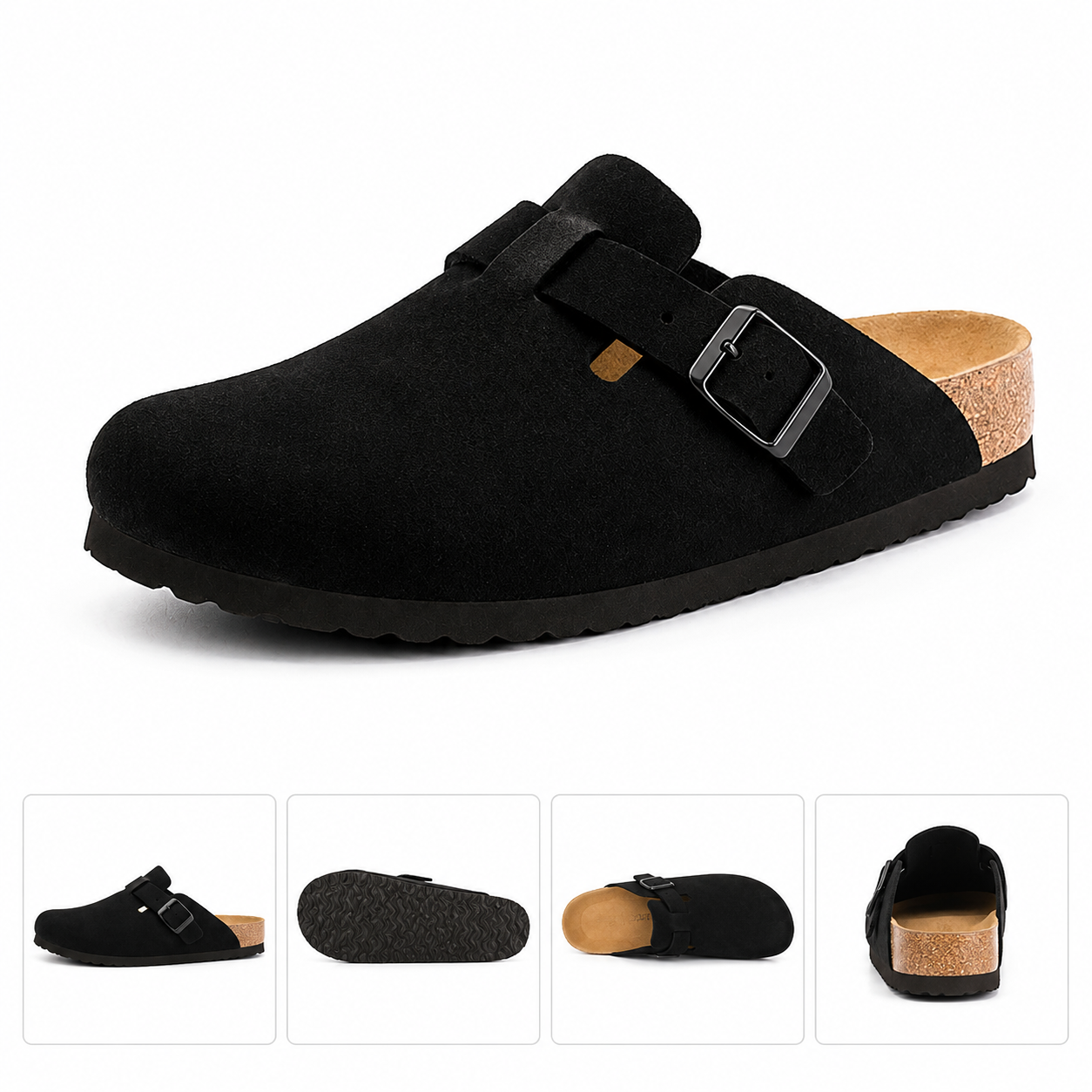 Women Cork Clogs Mule Sandals PU Suede Leather Slip on Casual Flat Slippers OEM ODM Factory Custom Logo