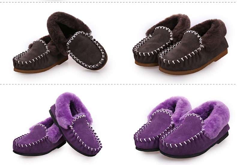 Classic Genuine Real Sheepskin Moccasins Slippers for Women in Mixed Color