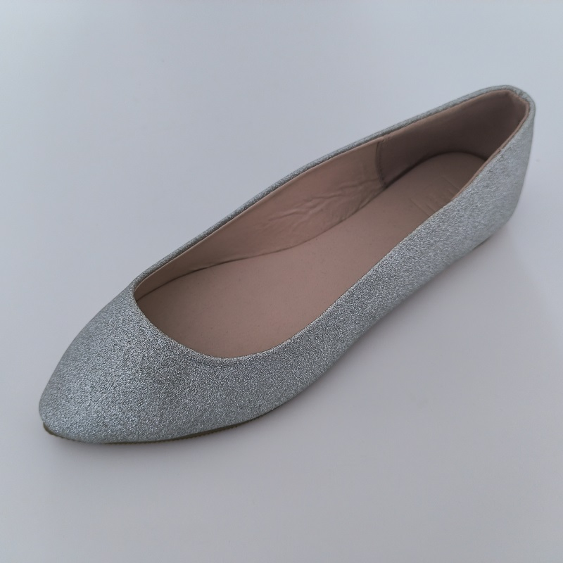 Silver Glitter Pointed-Toe Flats