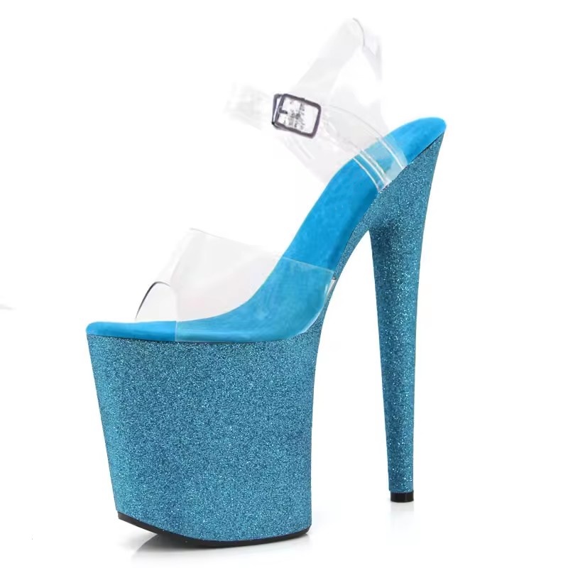 8inch-20cm Exotic Flash Powder Elegant Peep Toe Bride Party Platform Sandals Sexy Fetish Model Nightclub Pole Dance Shoes Queen