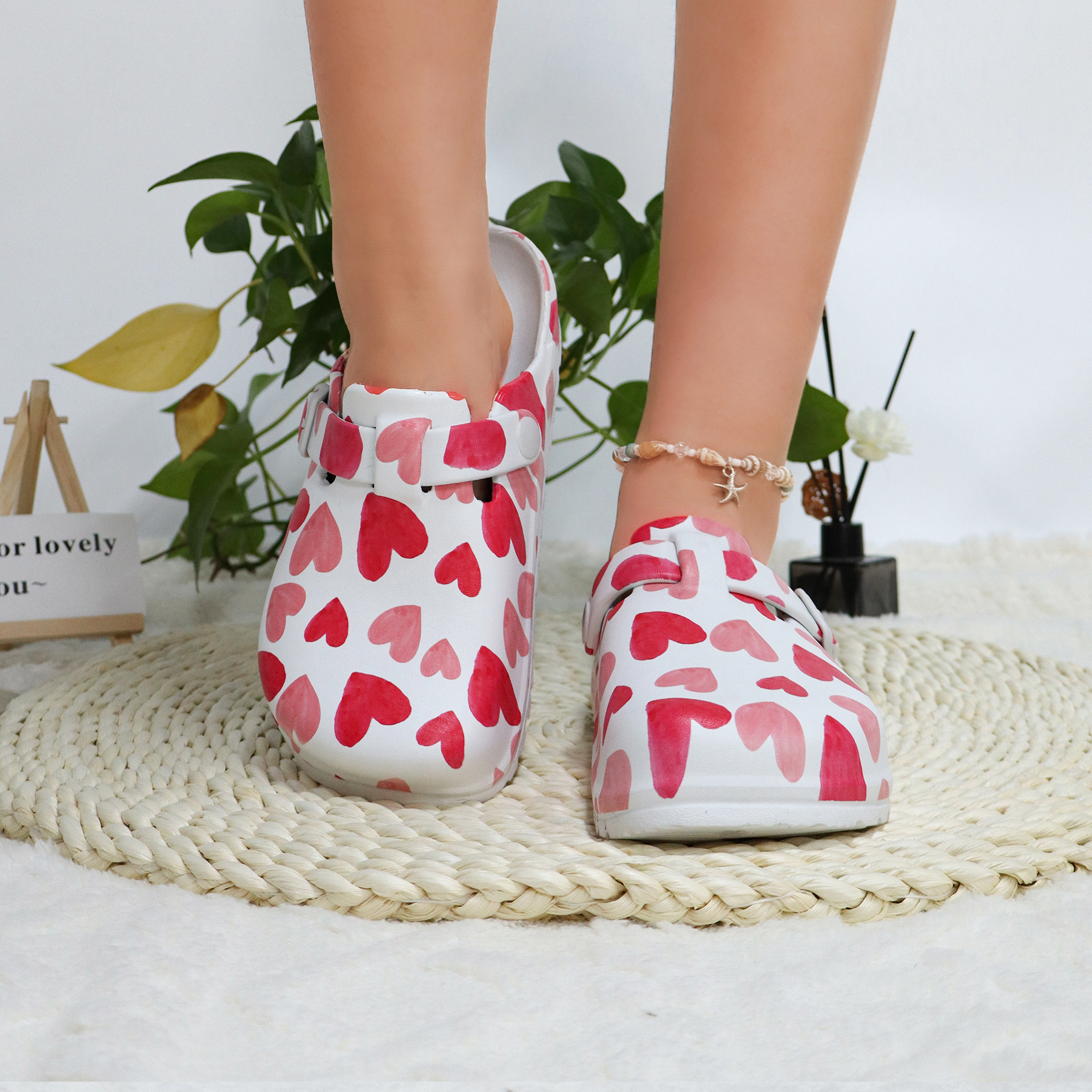 Women's Stylish Print EVA Clogs Light Weight Platform Buckle Soft Sole Beach Garden Clogs Closed Toe Summer/Spring Work Footwear
