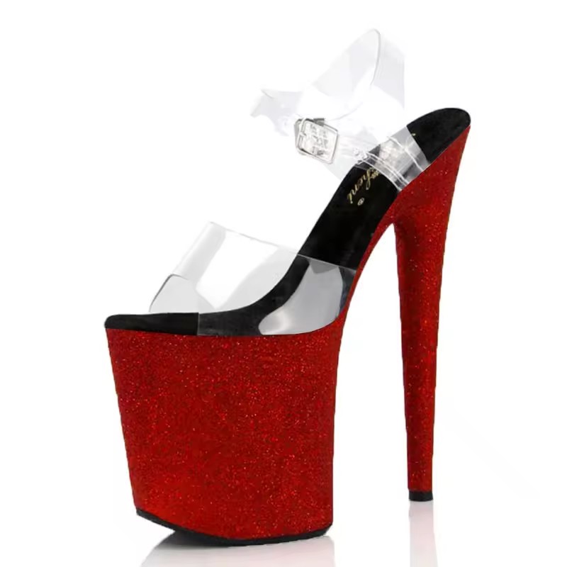 8inch-20cm Exotic Flash Powder Elegant Peep Toe Bride Party Platform Sandals Sexy Fetish Model Nightclub Pole Dance Shoes Queen