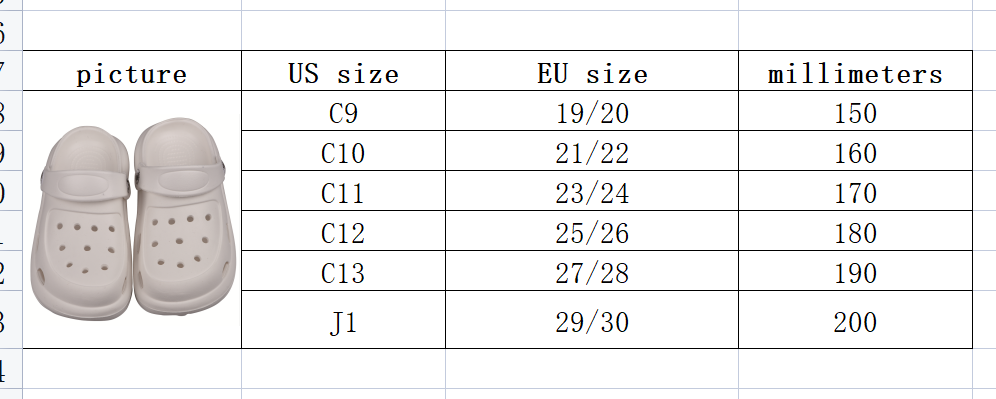 Size Chart 1