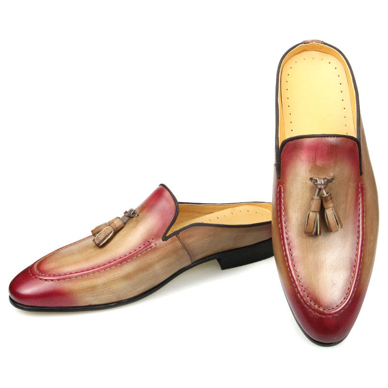 Customizable Men's Moccasin Slippers Genuine Leather Summer Flat Tassel Loafers Comfortable Fashion