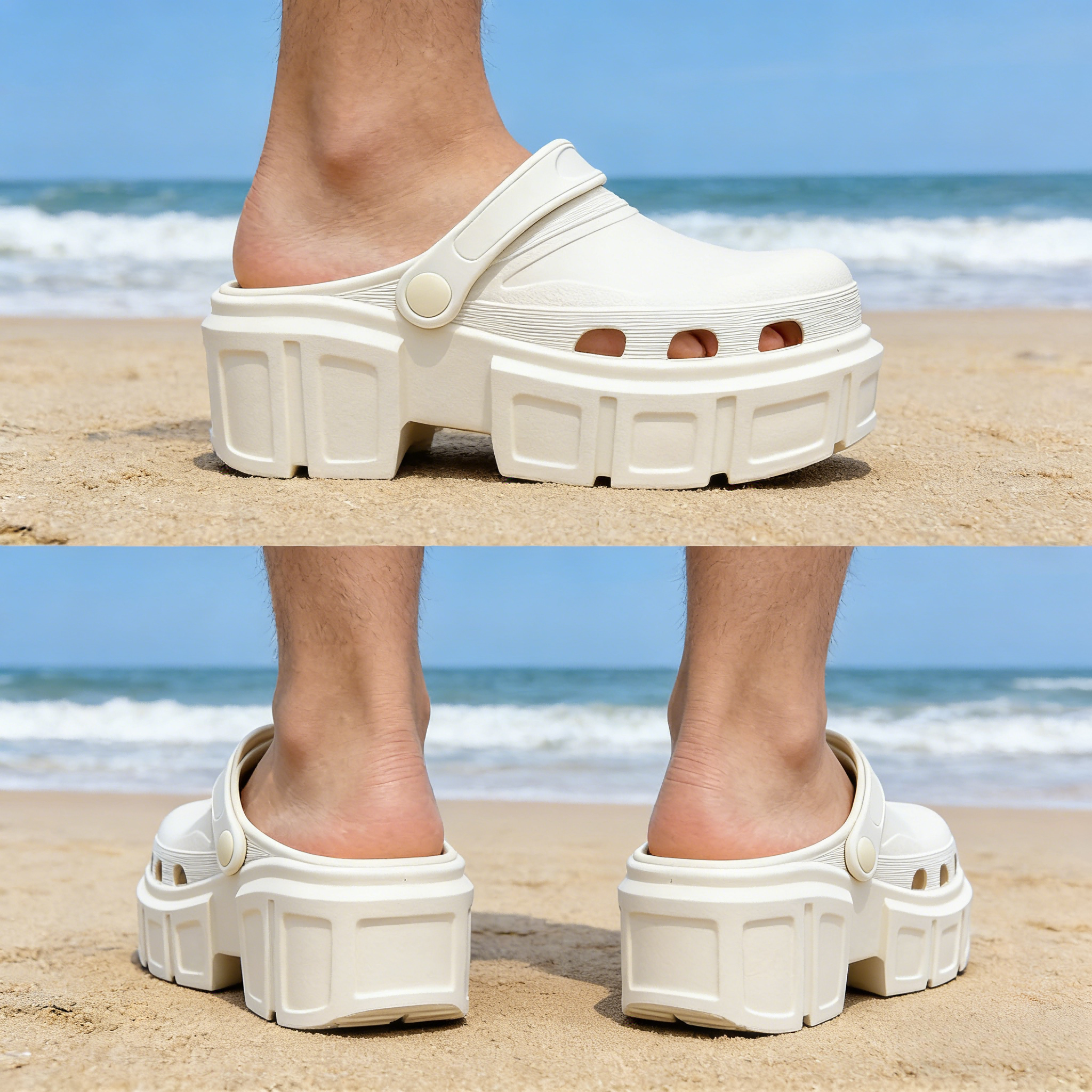 Summer Comfortable Platform Design Casual Clog Sandals Thick Sole Slippers for Beach Outdoor Daily Wear
