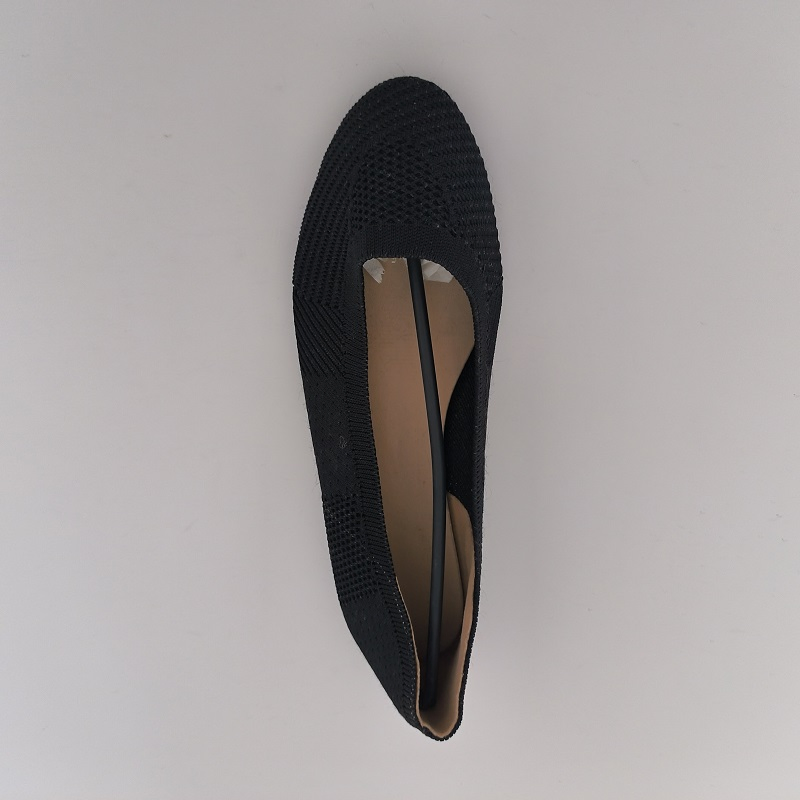 Black Knit Pointed-Toe Flats