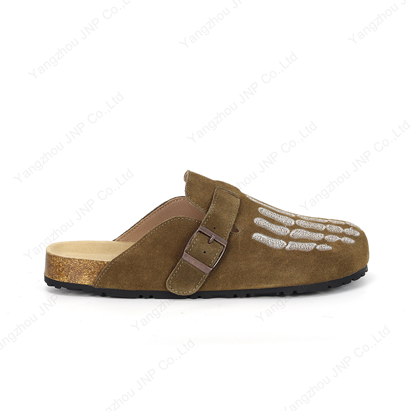 Custom Platform Clog Sandals Women Genuine Leather Embroidery Unisex Outdoor Cork Birken Slippers Anti-Slip Breathable Summer