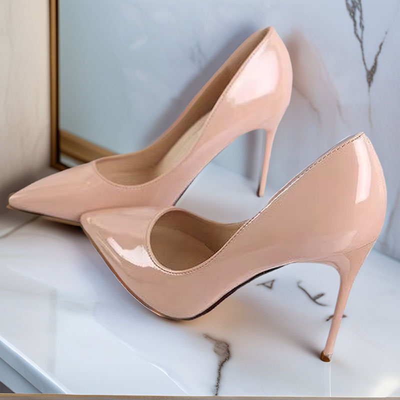 China Cheap Shoes Pu Leather High Heels Nude Pointed Toe Work Formal Shoes Women Pumps Stiletto Professional Work