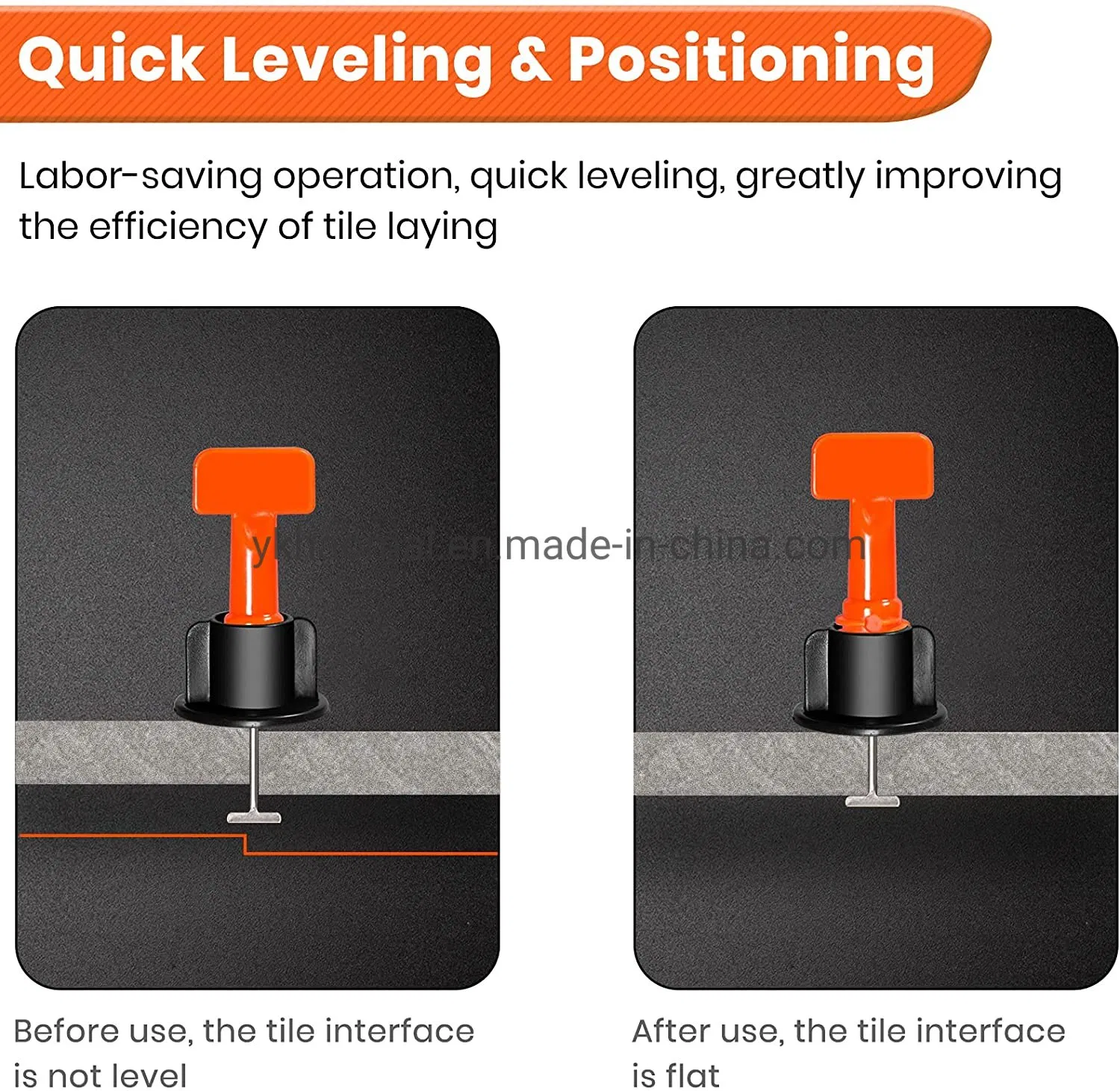 1.5 mm Reusable Plastic Floor Tile Leveling System Clips Wedges Stainless Steel Needles