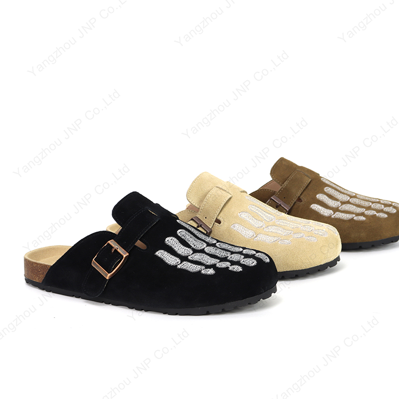 Custom Platform Clog Sandals Women Genuine Leather Embroidery Unisex Outdoor Cork Birken Slippers Anti-Slip Breathable Summer