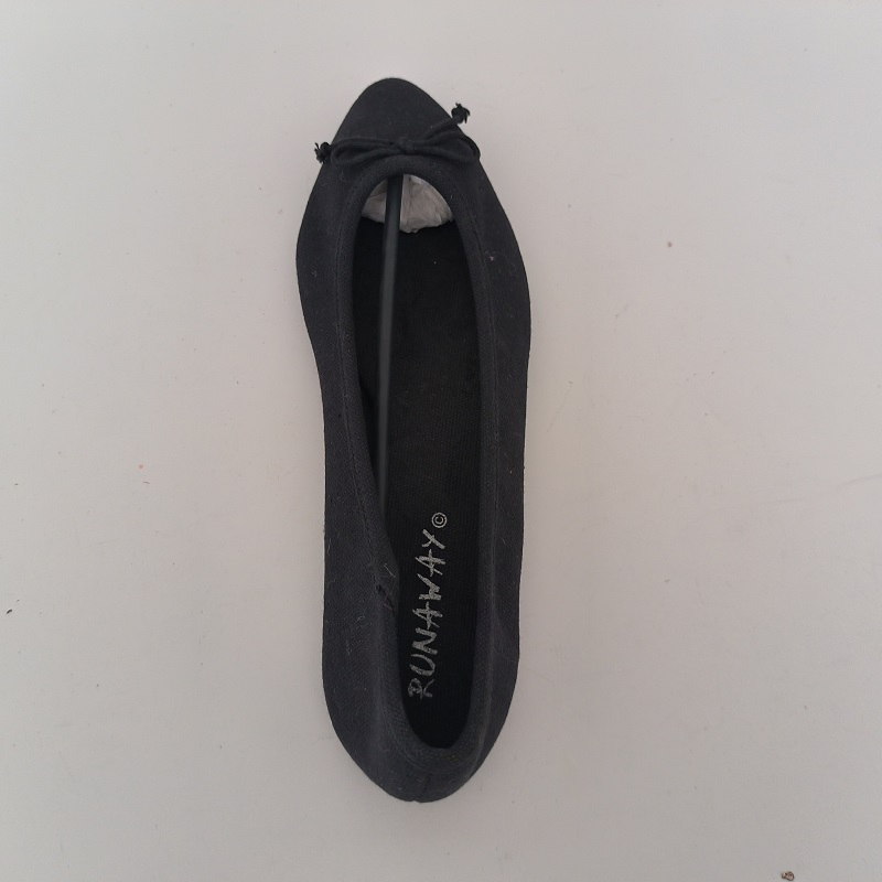 Women's Black Knit Bow Pointed-Toe Ballet Flats, Casual Slip-on Comfortable Office Flats