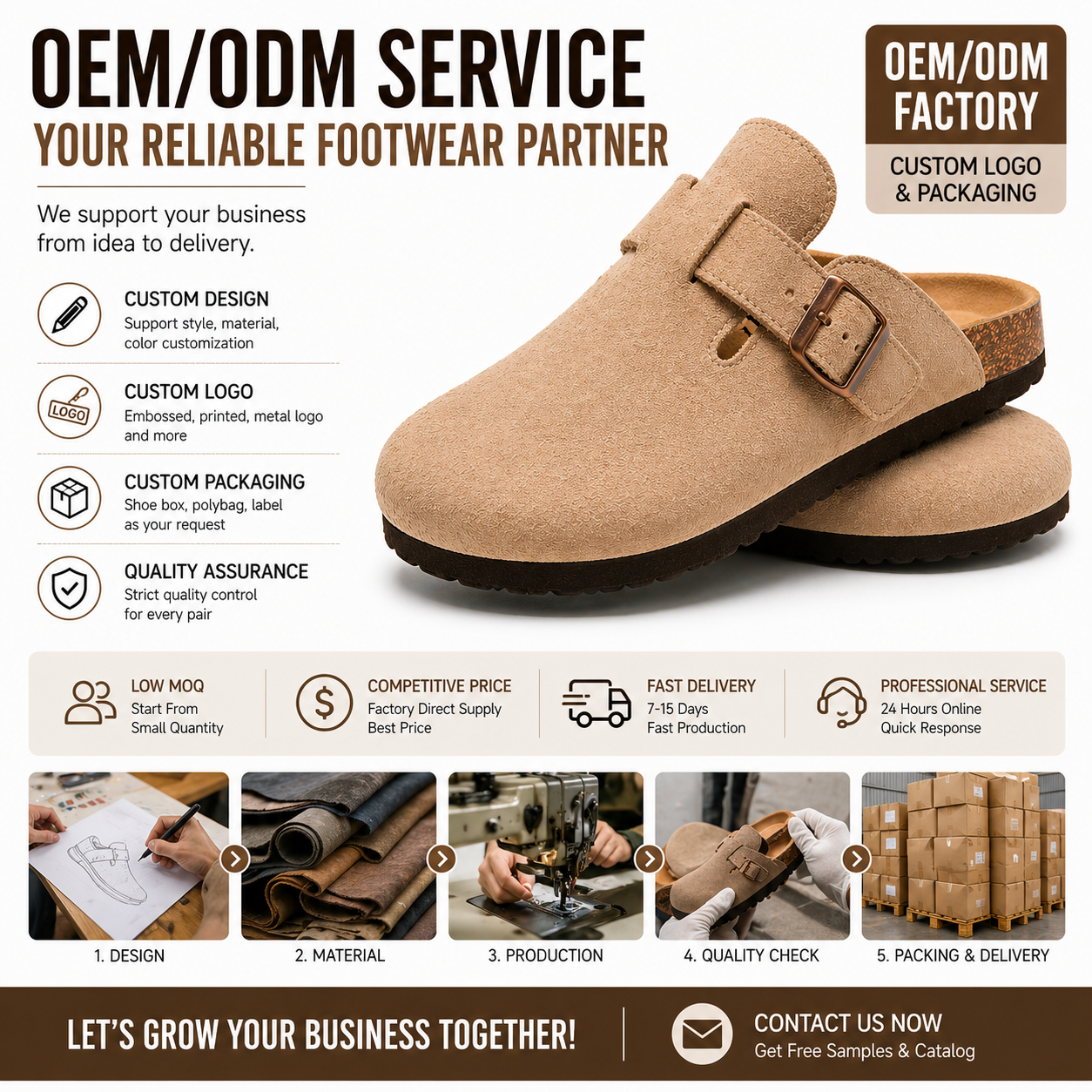 Women Cork Clogs Mule Sandals PU Suede Leather Slip on Casual Flat Slippers OEM ODM Factory Custom Logo