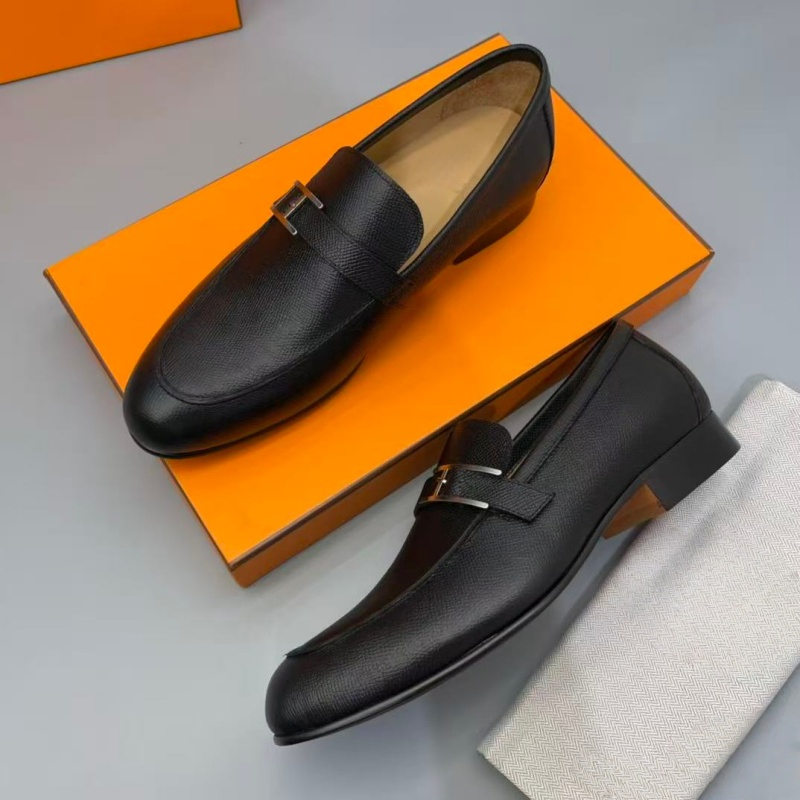 Luxury High Quality Designer Metal Buckle Leather Formal Slip on Loafers