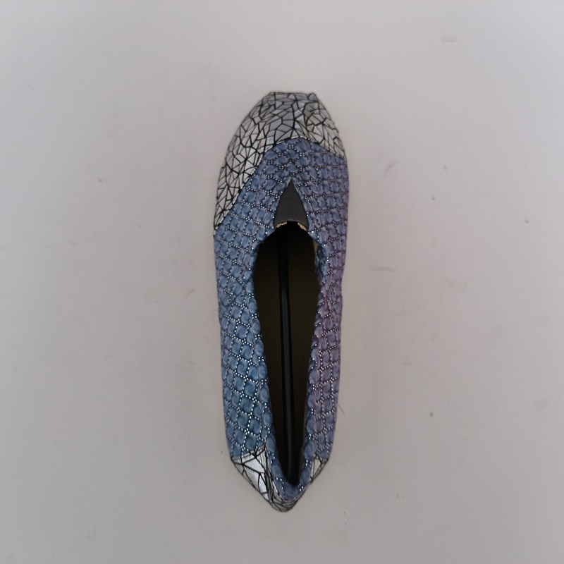 Blue &amp; Silver Geometric Pattern Slip-on Flats