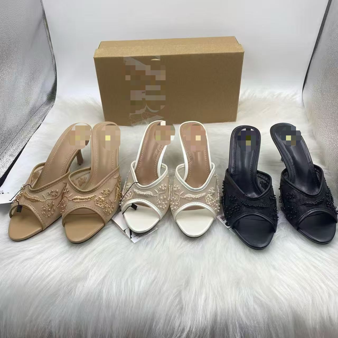 F829 New Za* Women Heels Party Dress Shoes Custom High Heels Sandals Embroidery Shoes for Ladies Flat Ballet Shoes Stock