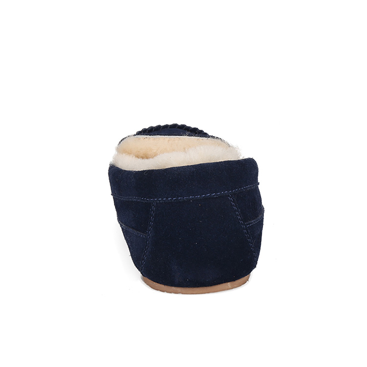 Handmade Cow Suede Men Sheepskin Moccasin Shoes Winter Casual Shoes