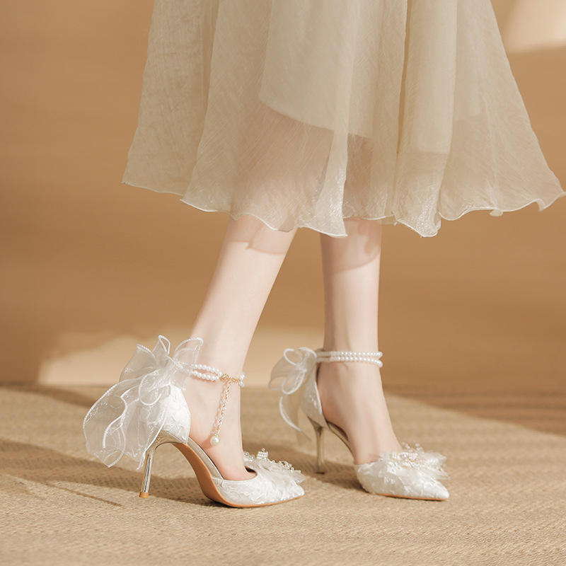Factory Direct Wholesale High Heels Bow Wedding High Heel Sandals Womens Designer High Heels