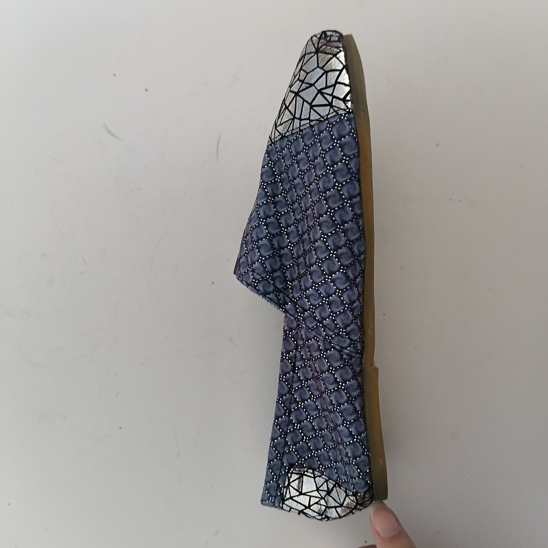 Blue &amp; Silver Geometric Pattern Slip-on Flats