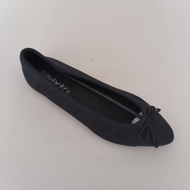 Women's Black Knit Bow Pointed-Toe Ballet Flats, Casual Slip-on Comfortable Office Flats
