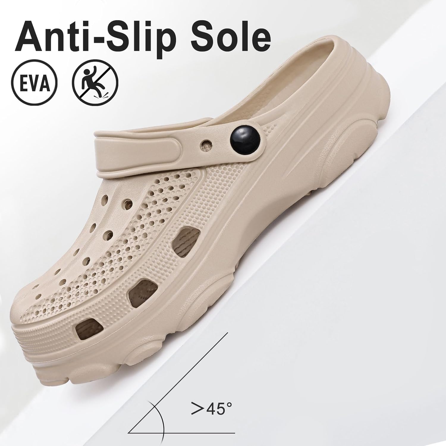 Beslip Womens/Mens Unisex Platform Breathable Summer Garden Clogs with Arch Support Comfort Slip-on Sandals