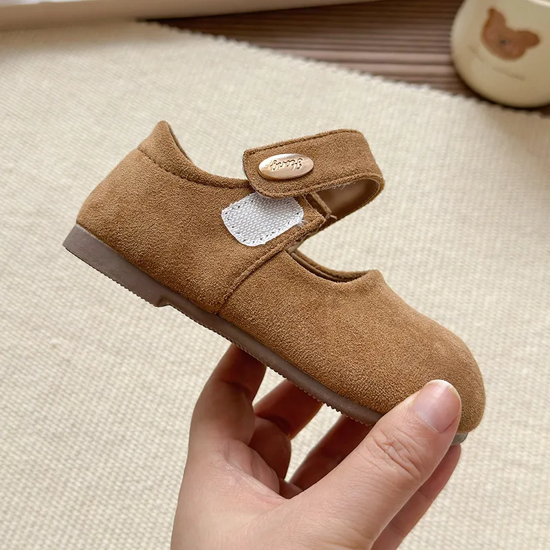Kids Girls Velvet Bow Ballet Flat