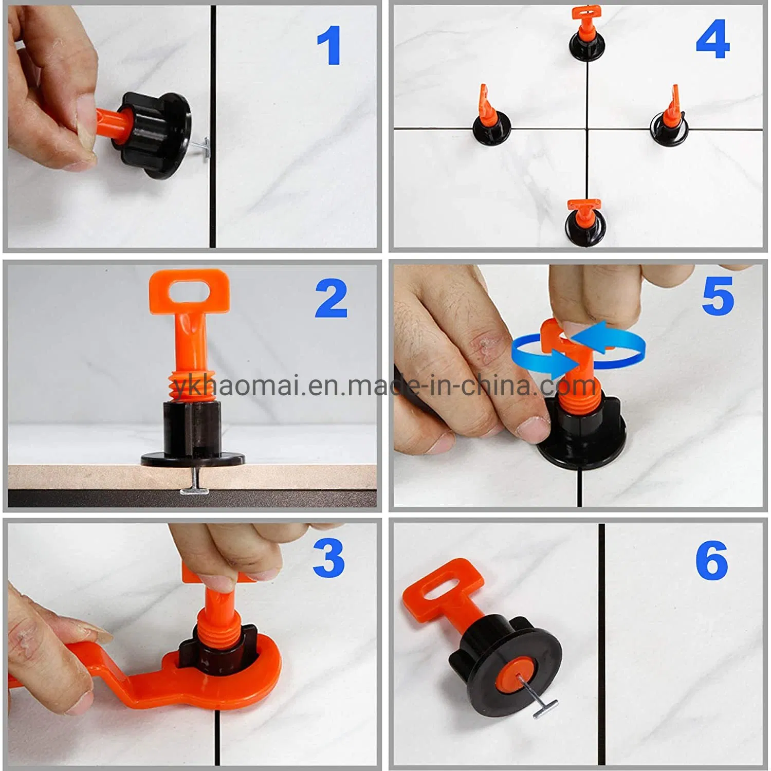1.5 mm Reusable Plastic Floor Tile Leveling System Clips Wedges Stainless Steel Needles