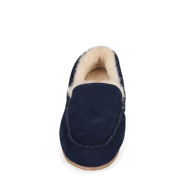 Handmade Cow Suede Men Sheepskin Moccasin Shoes Winter Casual Shoes