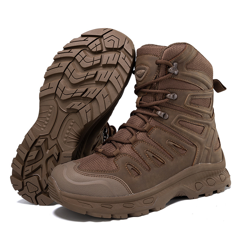 Winter Autumn Men Blank Leather Outdoor Field Training Mountaineering Boots Size Us 13 EU 47 High Top Ankle Hiking Shoes for Man
