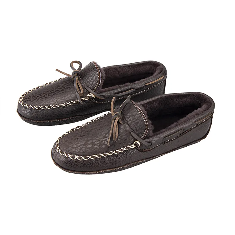 Handmade Cow Suede Men Sheepskin Moccasin Shoes