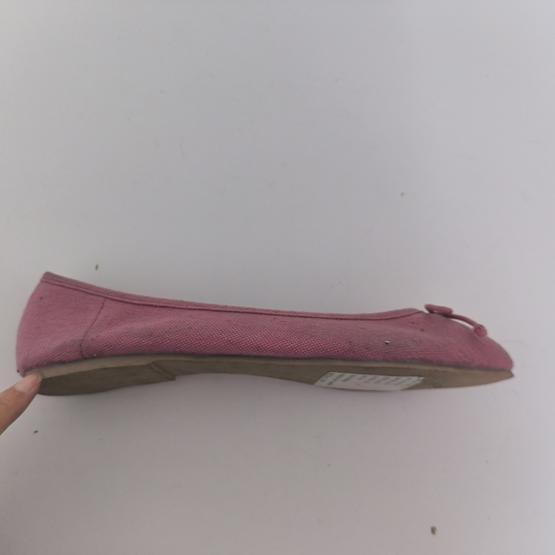 Women's Pink Linen Bow Pointed-Toe Ballet Flats, Casual Slip-on Comfortable Flats