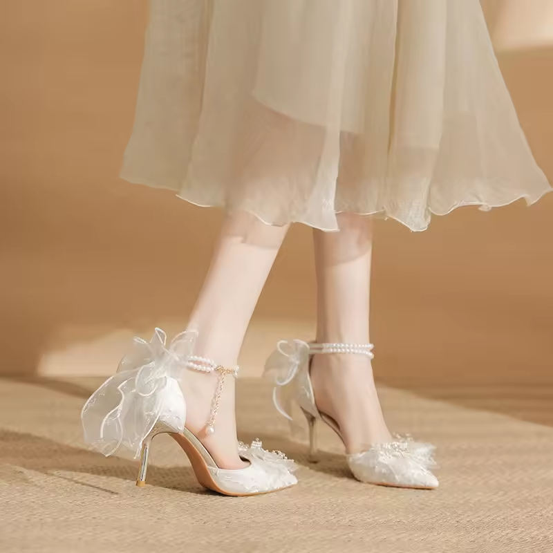 Factory Direct Wholesale High Quality Womens Designer Bow Wedding High Heel Sandals Customized Color/Size Sporty PU Upper Rubber