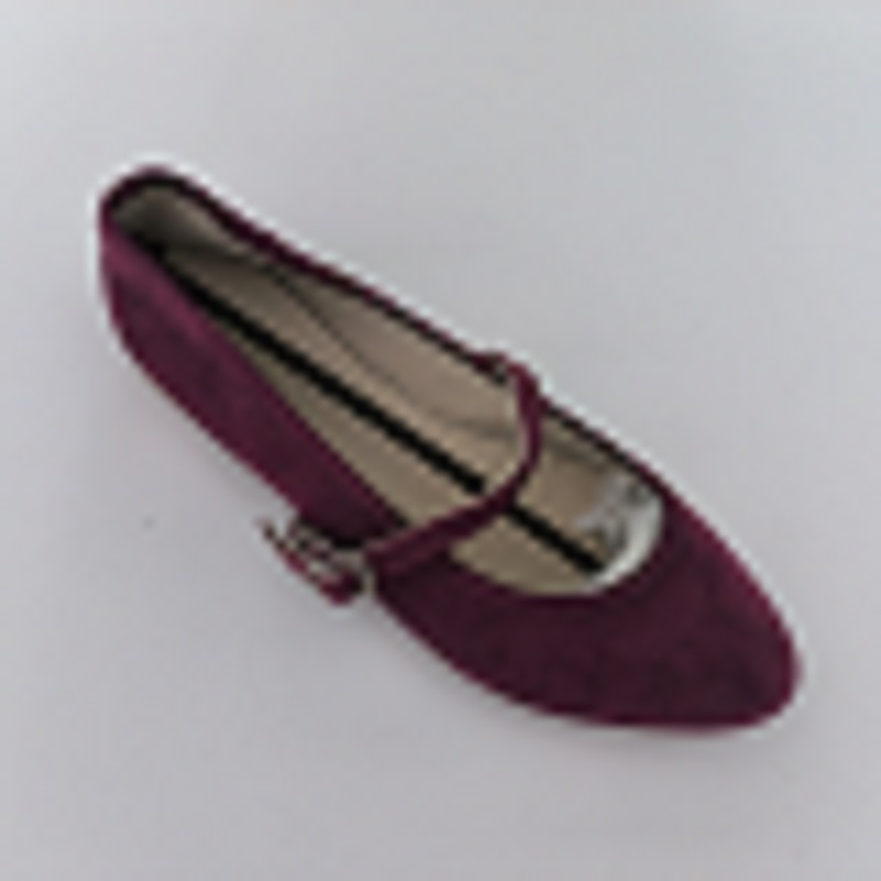 Burgundy Faux Suede Pointed-Toe Mary Jane Flats